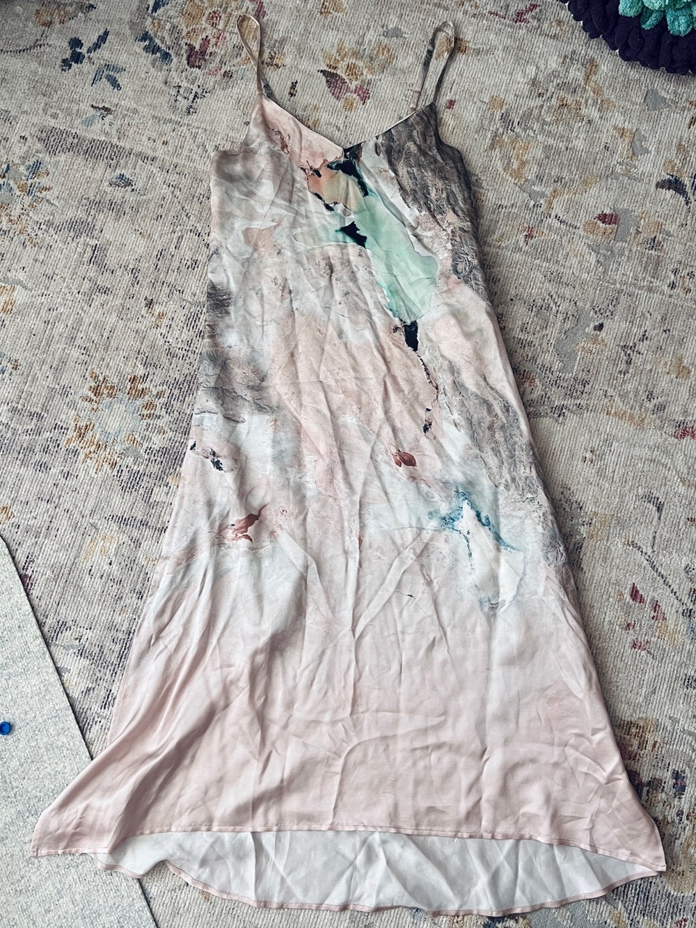 All Saints Blush Pink Marble-Print Slip Dress - Picture 3 of 7